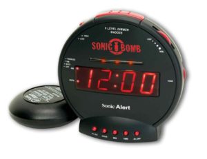 113 Decibels of Wakeness. Sonic Alert Sonic Bomb Loud Dual Alarm Clock with Bed Shaker. 